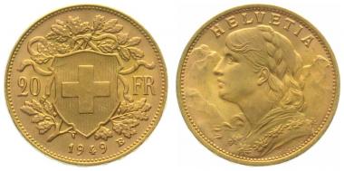 20 Franken 1949 B - Vreneli