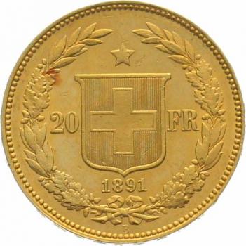 20 Franken 1891 B - Helvetia