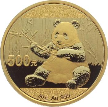 China 500 Yuan 2017 Panda - 30 Gramm Feingold