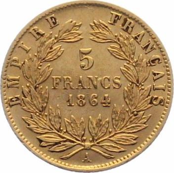 Frankreich 5 Francs 1864 A - Napoleon III.