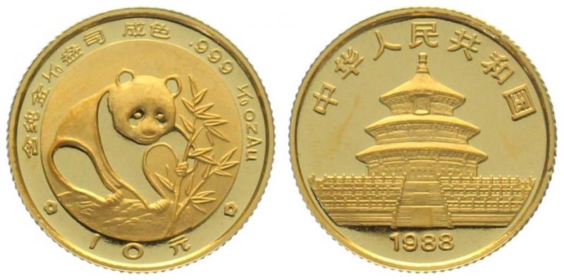 China 10 Yuan 1988 Panda - 1/10 Unze Feingold