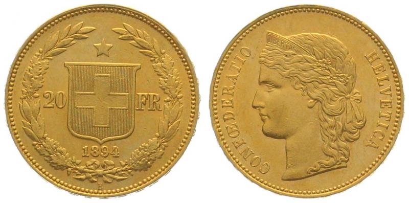 20 Franken 1894 B - Helvetia