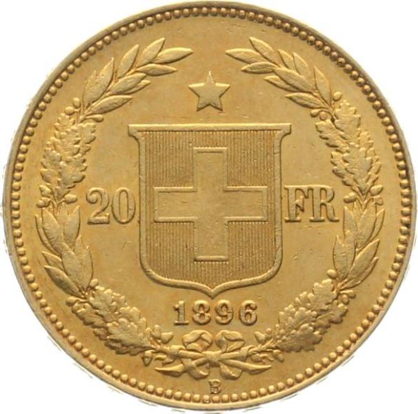 20 Franken 1896 B | 10 Sterne vor dem Gesicht