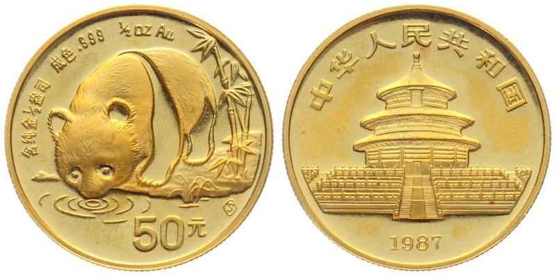 China 50 Yuan 1987 Panda - 1/2 Unze Feingold