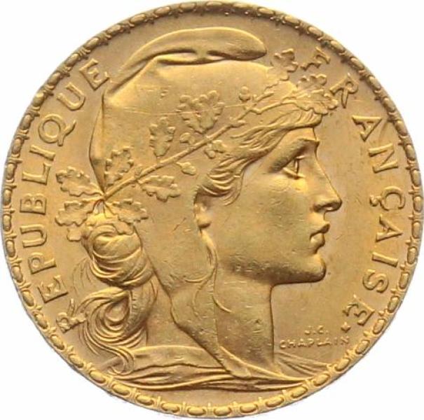 Frankreich 20 Francs 1901 - Hahn