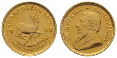 Südafrika 1/10 Krügerrand 1980 - 1/10 Unze Feingold
