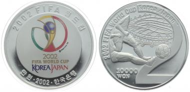 Korea 2002 6er Set Fifa World Cup Korea/Japan in Gold und Silber