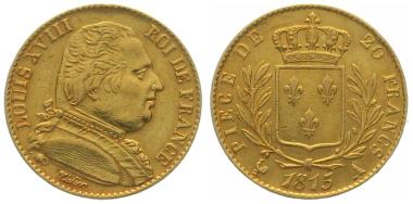 Frankreich 20 Francs 1815 A - Louis XVIII.