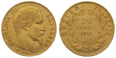 Frankreich 20 Francs 1855 A - Napoleon III.