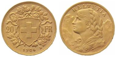 20 Franken 1904 B - Vreneli RAR