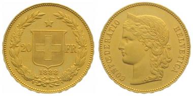 20 Franken 1888 B | äusserst selten & in hervorragender Qualität