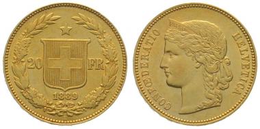 20 Franken 1889 B - Helvetia | RAR