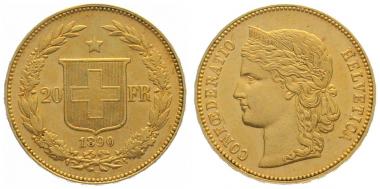 20 Franken 1890 B - Helvetia