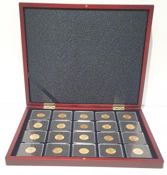 Münzenetui Carrée "de Luxe" für 20 Stück 1 Unze Gold Nugget, Känguru, Emu oder Schwan Australien