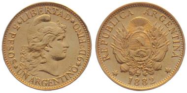 Argentinien 5 Pesos 1882