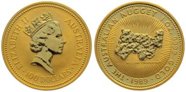 Australien 100 $ 1989 Nugget - 1 Unze Feingold