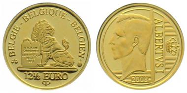 Belgien 12.5 Euro 2008 Albert I. - 1/25 Unze Gold