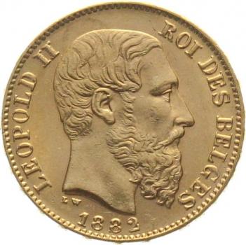 Belgien 20 Francs 1882 Leopold II.