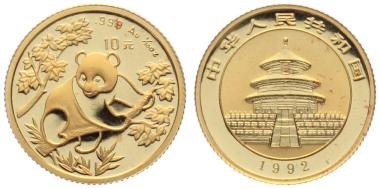 China 10 Yuan 1992 Panda - 1/10 Unze Feingold