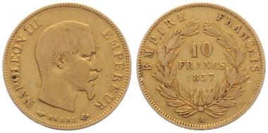 Frankreich 10 Francs 1857 A - Napoleon III.