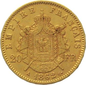 Frankreich 20 Francs 1862 A - Napoleon III.