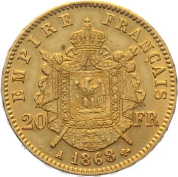 Frankreich 20 Francs 1868 A - Napoleon III.