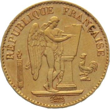 Frankreich 20 Francs 1887 A - Engel & kleiner Hahn