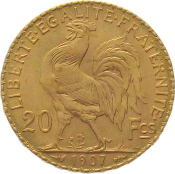 Frankreich 20 Francs 1907 - Hahn