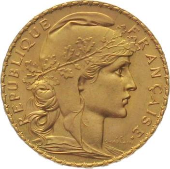 Frankreich 20 Francs 1907 - Hahn