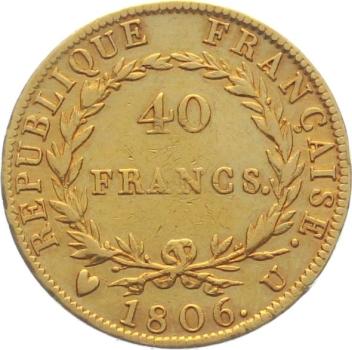 Frankreich 40 Francs 1806 U - Napoleon Empereur