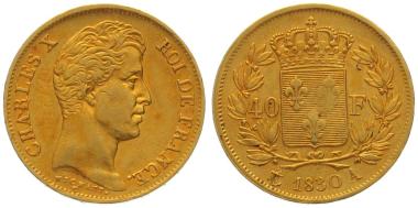 Frankreich 40 Francs 1830 A - Charles X.
