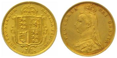 Grossbritannien 1/2 Sovereign 1898 - Shield & Viktoria mit Krone