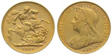 Grossbritannien Sovereign 1899 - Viktoria mit Diadem und Schleier