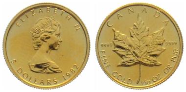 Kanada 5 $ 1982 Maple Leaf - 1/10 Unze Feingold