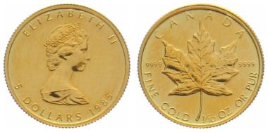 Kanada 5 $ 1985 Maple Leaf - 1/10 Unze Feingold