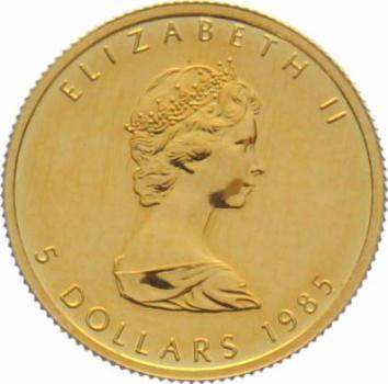 Kanada 5 $ 1985 Maple Leaf - 1/10 Unze Feingold