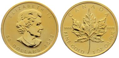 Kanada 50 $ 2012 Maple Leaf - 1 Unze Feingold