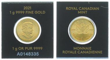 Kanada 50 Cents 2021 Maple Leaf - 1 Gramm Feingold