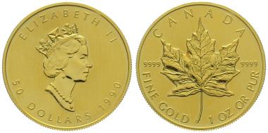 Kanada 50 $ 1990 Maple Leaf - 1 Unze Feingold