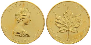 Kanada 50 $ 1981 Maple Leaf - 1 Unze Feingold