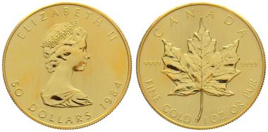 Kanada 50 $ 1984 Maple Leaf - 1 Unze Feingold