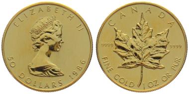 Kanada 50 $ 1986 Maple Leaf - 1 Unze Feingold