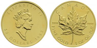 Kanada 50 $ 1993 Maple Leaf - 1 Unze Feingold