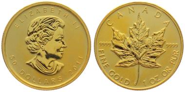 Kanada 50 $ 2011 Maple Leaf - 1 Unze Feingold