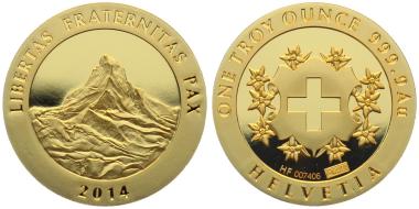 Schweiz 1 Unze 2014 Gold & 1 Unze Silber - Matterhorn 2er Exclusive Set