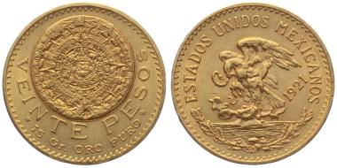 Mexiko 20 Pesos 1921 - Aztekenkalender