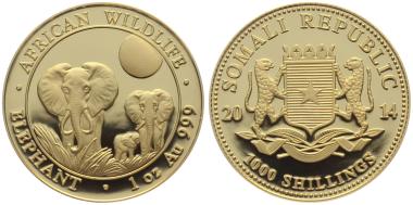 Somalia 1000 Shillings 2014 Elefant - 1 Unze Feingold