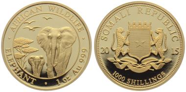 Somalia 1000 Shillings 2015 Elefant - 1 Unze Feingold