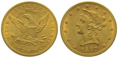 USA 10 $ 1897 o. Mzz. - Coronet Head