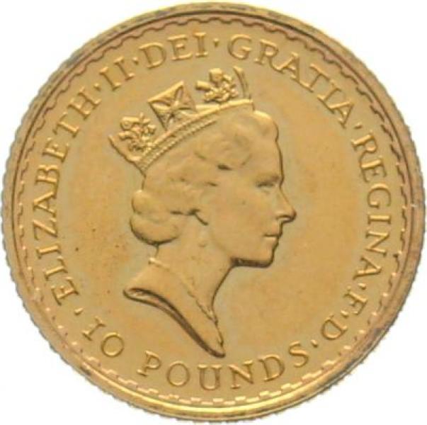 Grossbritannien 10 Pounds 1987 Britannia - 1/10 Unze Feingold